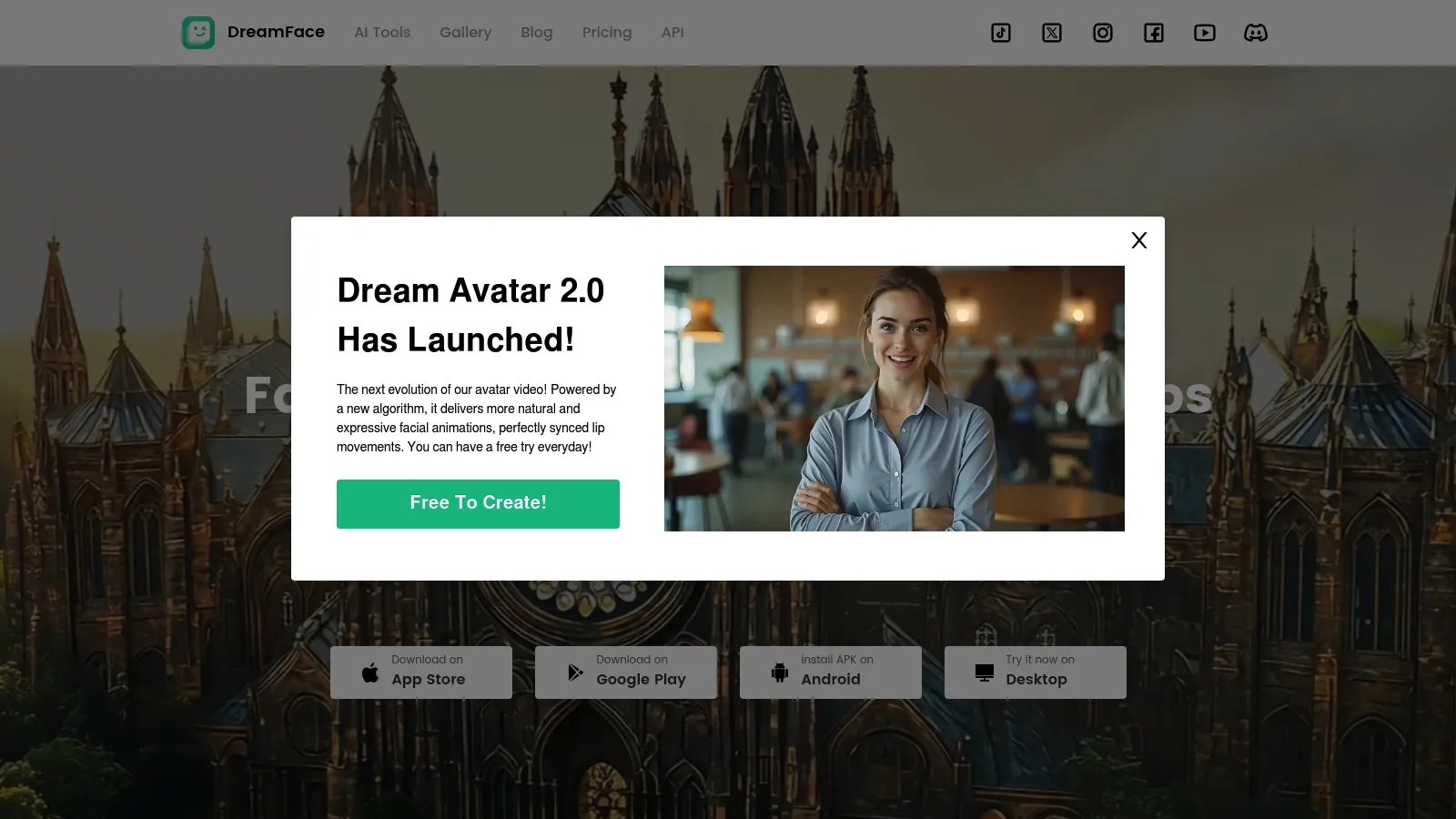 Featured image of Dreamface website