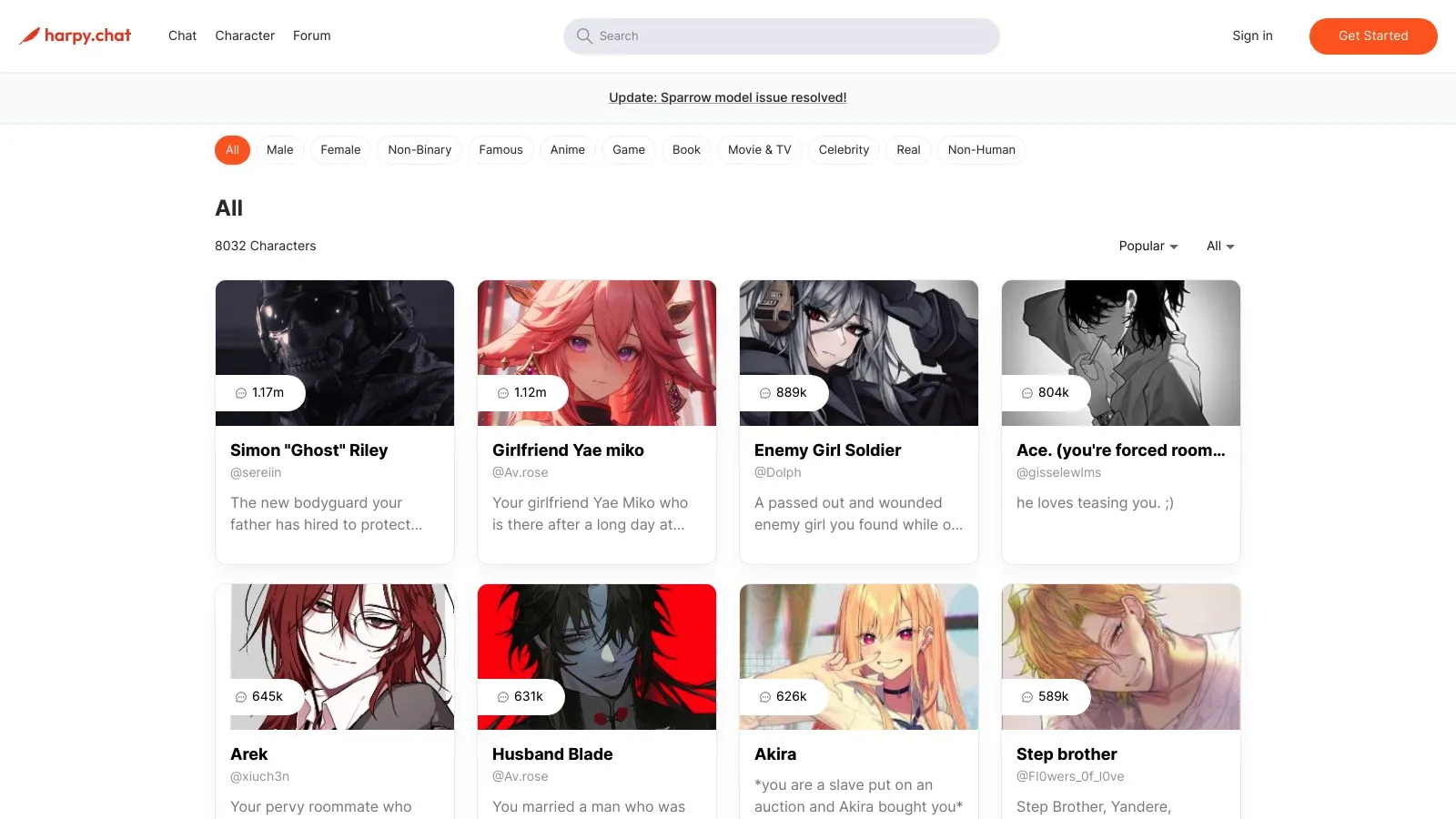 Featured image of harpy.chat website