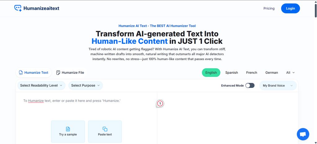 Featured image of Humanize AI Text website