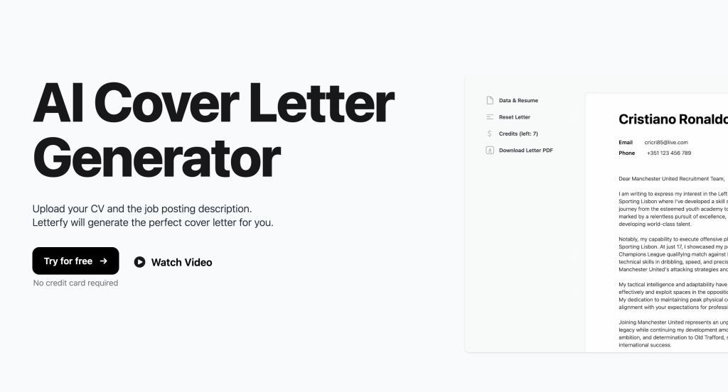 Featured image of Letterfy website