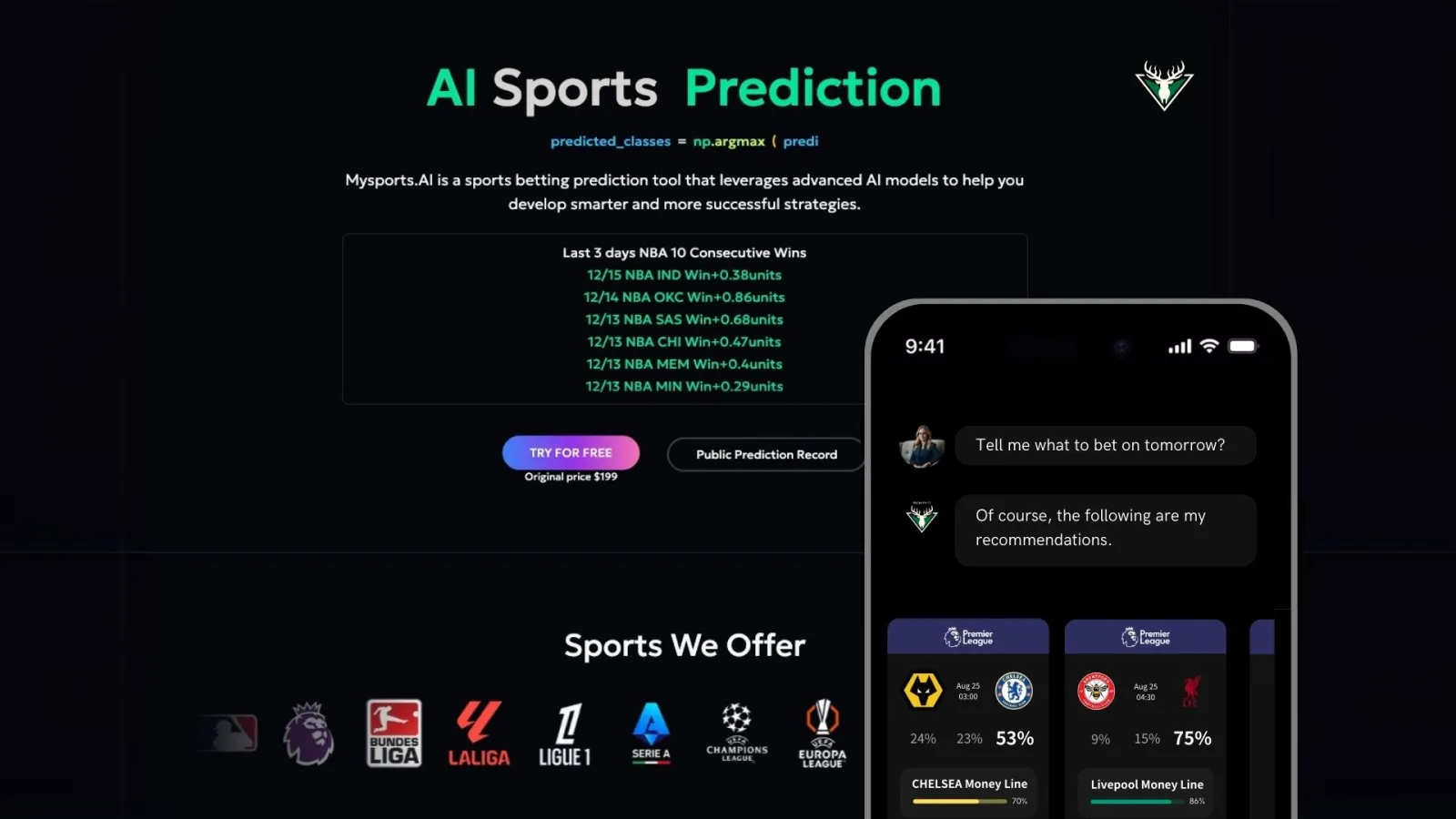 Featured image of Mysports AI website