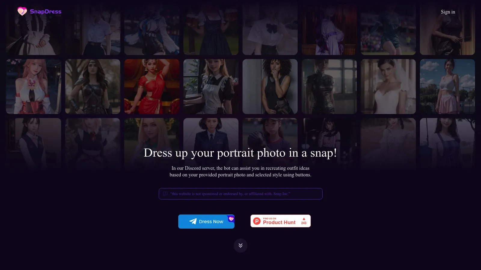 Featured image of SnapDress website