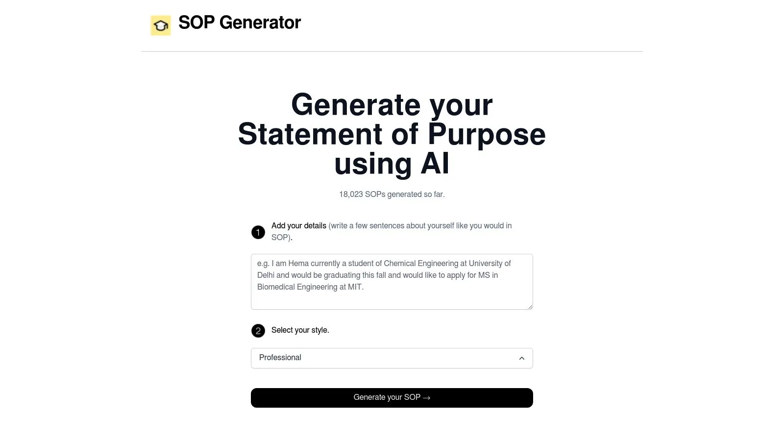 Featured image of SOP Generator website