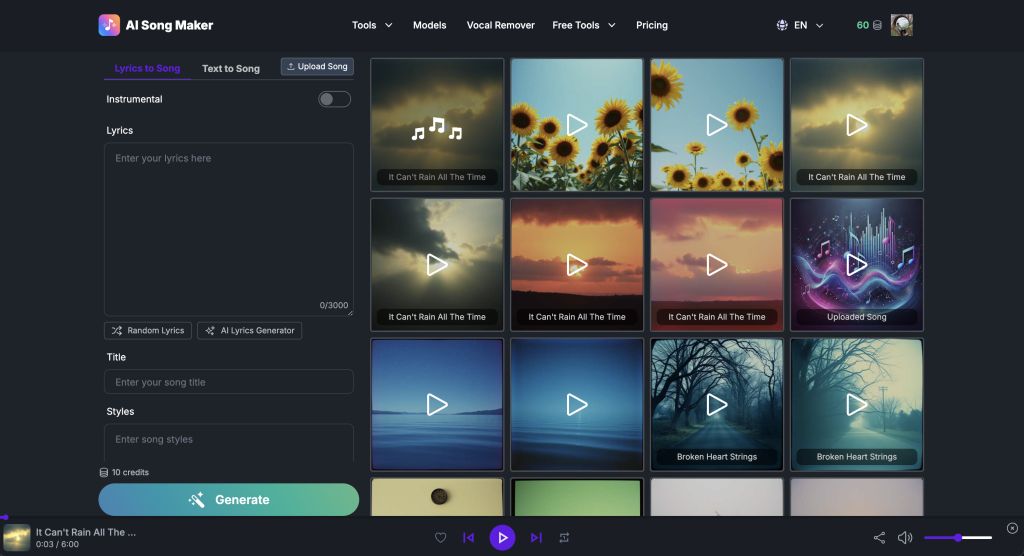Featured image of AI Song Maker website