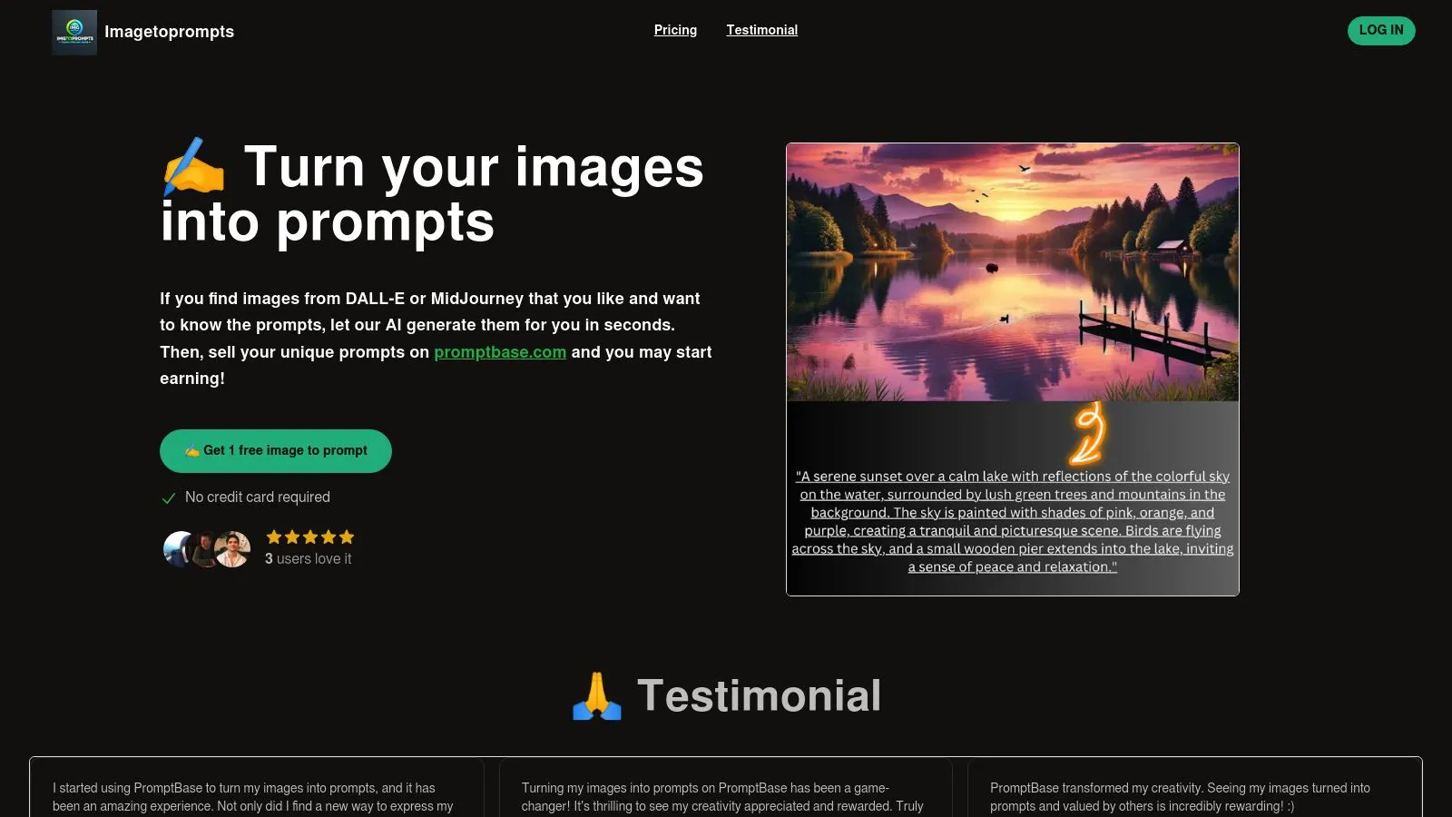 Featured image of Imagetoprompts website