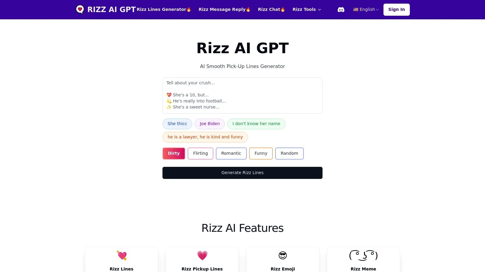 Featured image of Rizz AI website