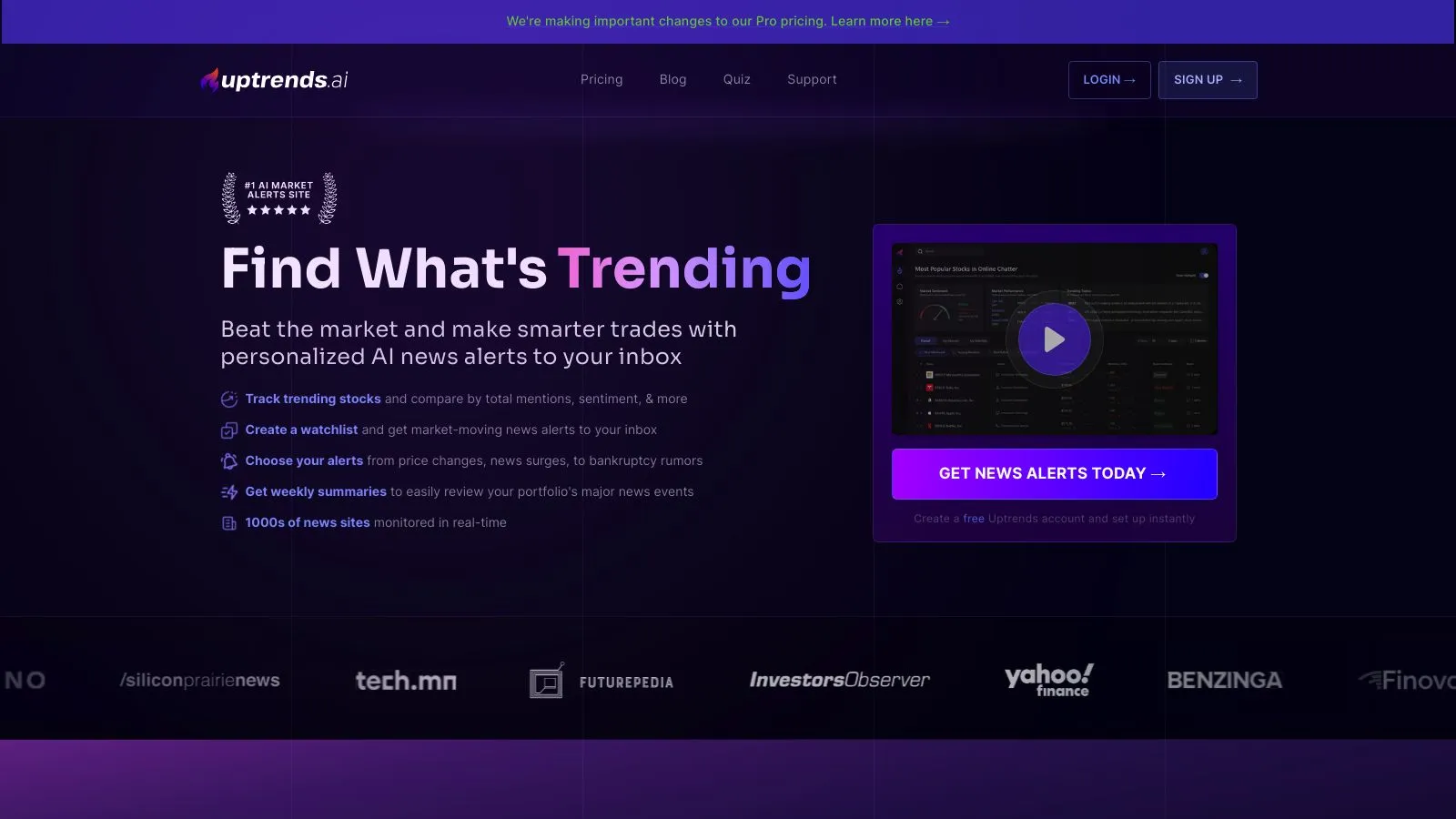 Featured image of Uptrends.ai website