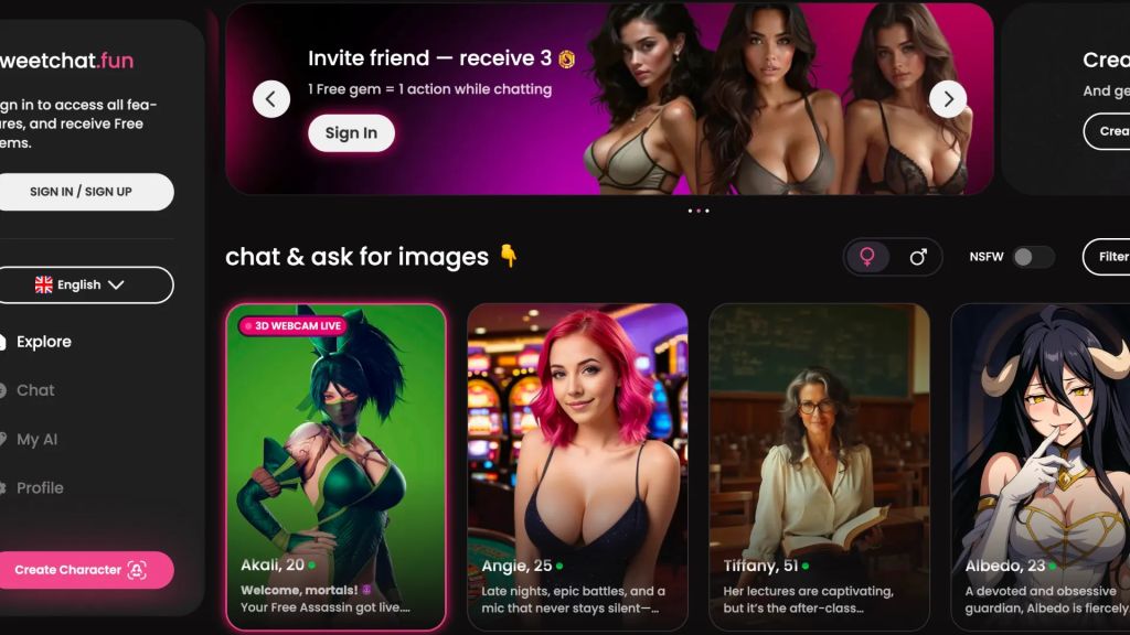 Featured image of SweetChat AI website